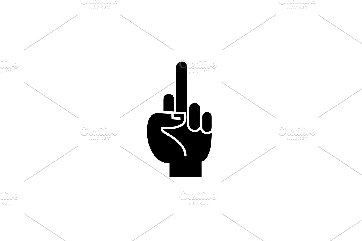 Fuck you hand black vector concept, a Work Illustration by urban icon