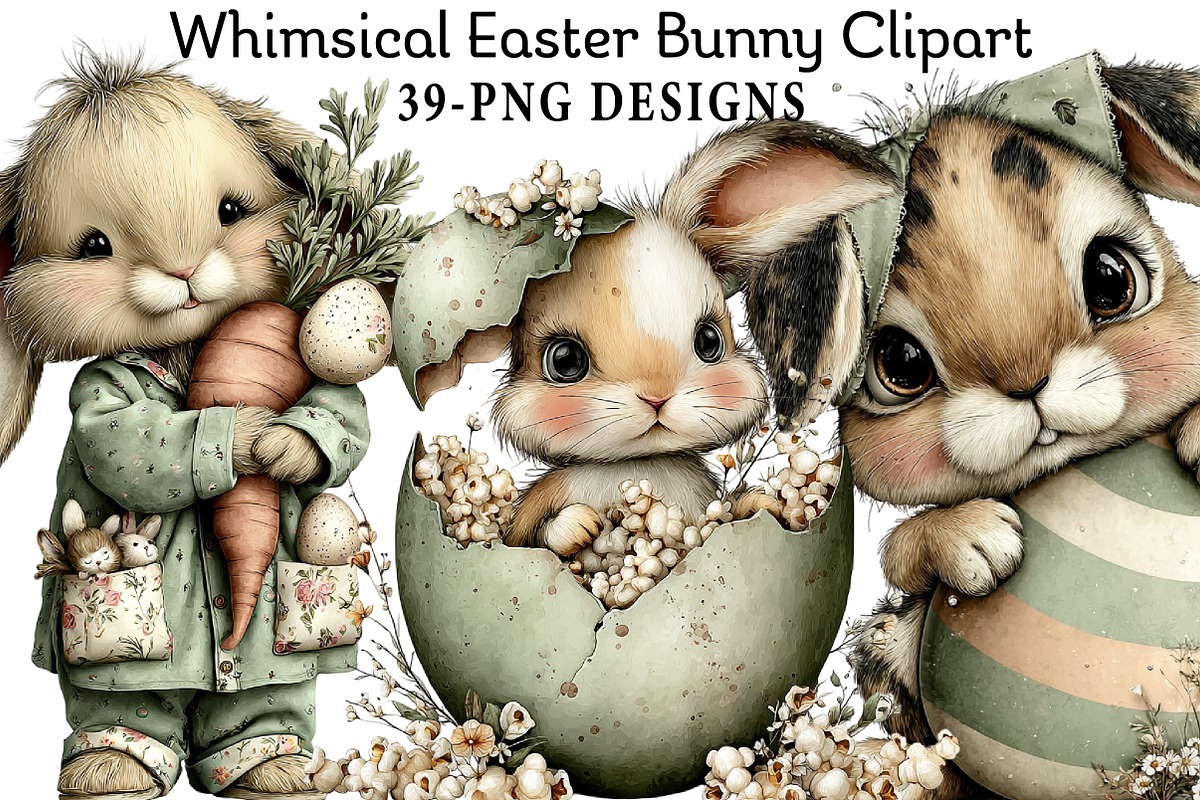 Whimsical Easter Bunny Clipart, an Illustration by Daily.Designs (Photo 1 of 8)