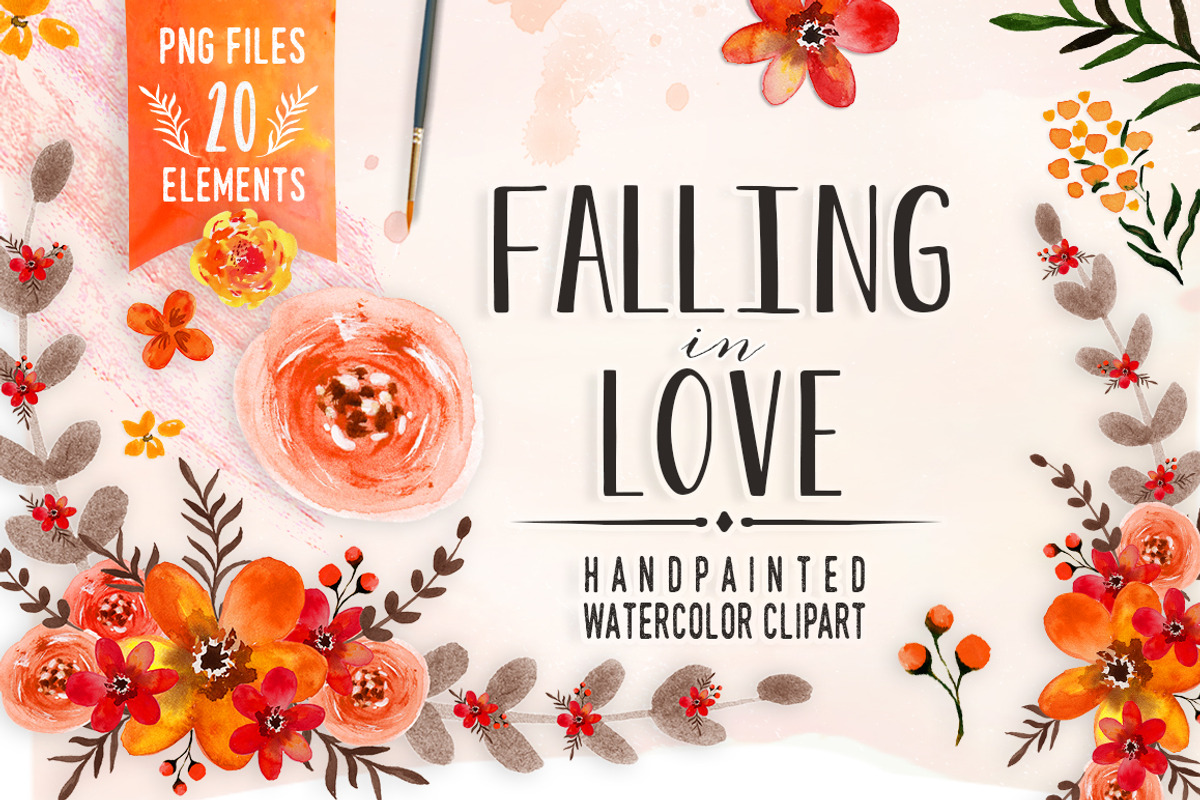 Falling in Love - watercolor clipart, an Illustration by DigitalCloud (Photo 1 of 3)