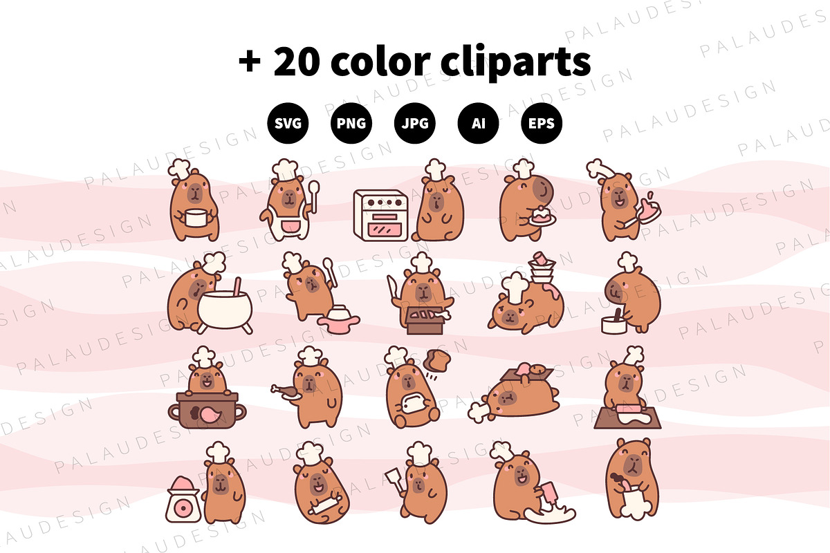 Capybara Cook Clipart, an Animal Illustration by Palau