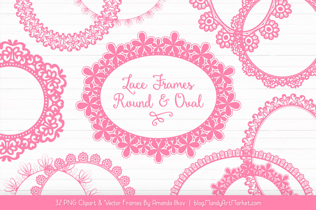Pink Round Lace Frames, an Illustration by Amanda Ilkov (Photo 1 of 5)