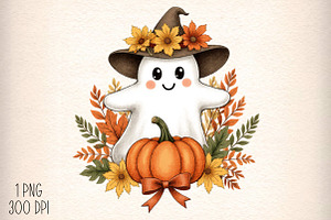 Vintage Floral Ghost Png, Halloween, an Illustration by Daily.Designs