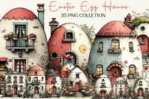 Watercolor Easter Egg House Clipart, an Illustration by DreamCafeArt