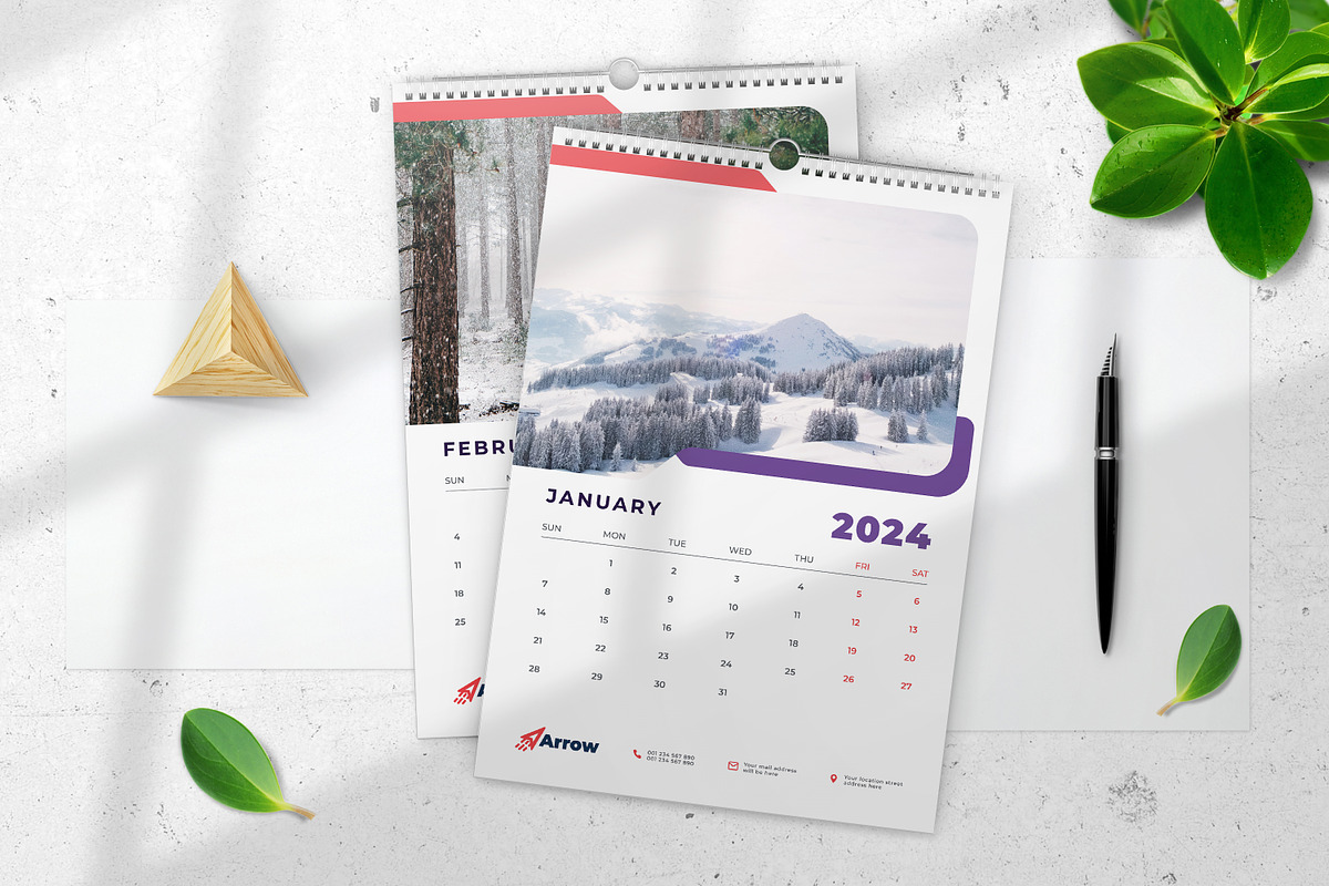 Wall Calendar 2024, a Print Template by Uiparvin (Photo 2 of 2)