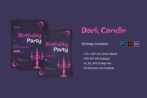 Dark Candle Birthday Invitation, an Invitation Template by StreaksideStd