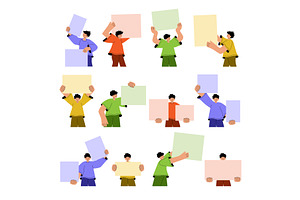 People holding banners. Male and, a Person Illustration by Onyx