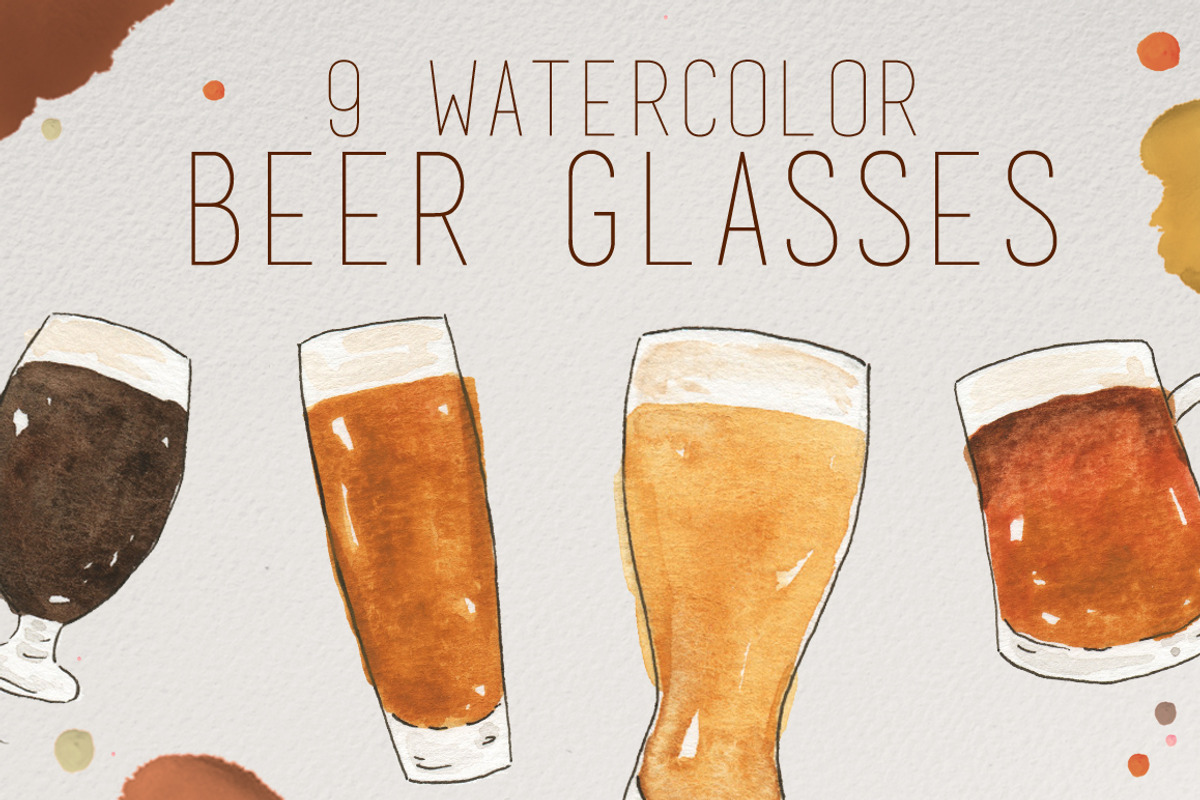Watercolor Beer Glasses, an Illustration by R.Ewers Designs (Photo 1 of 3)