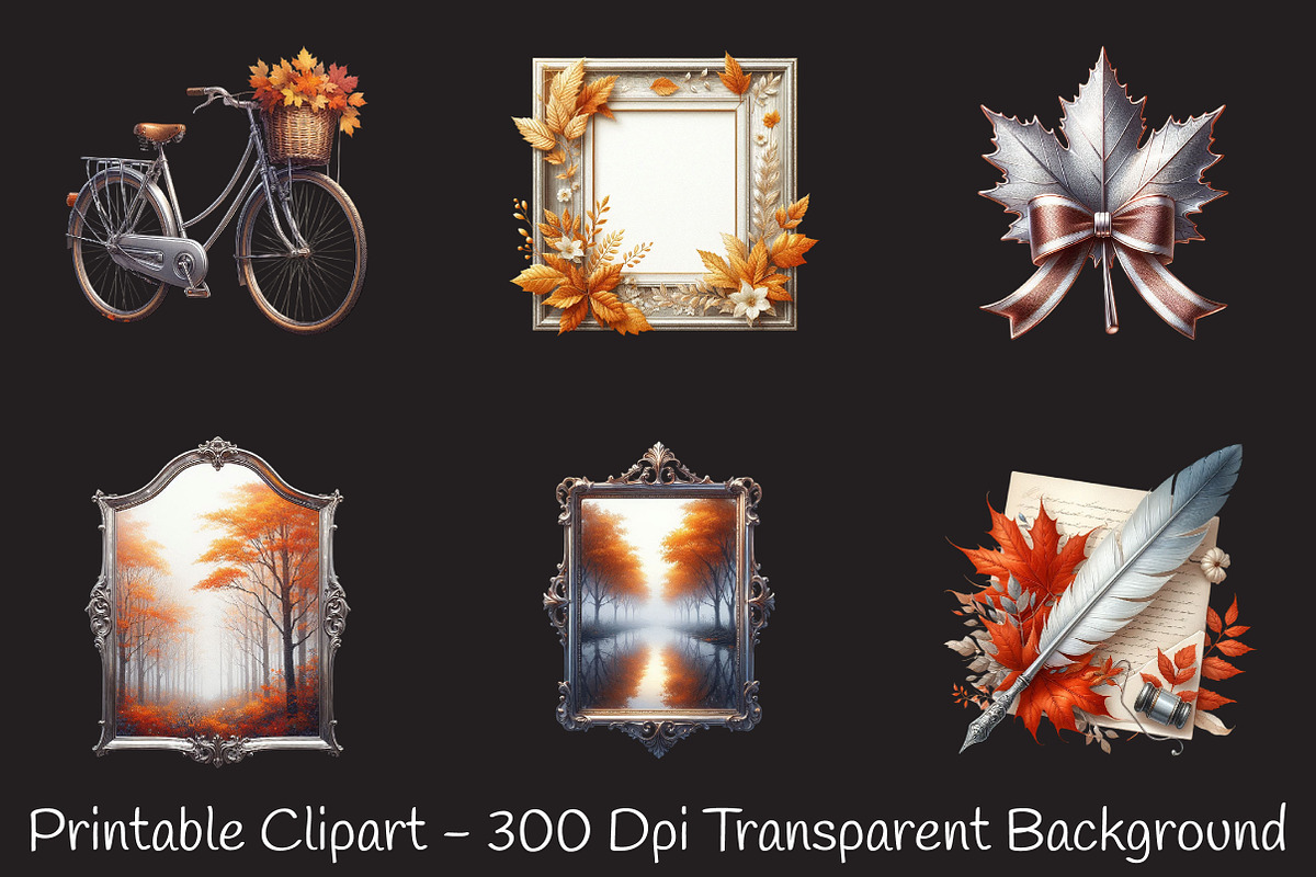Silver Vintage Aesthetic Autumn Png, an Illustration by RobertsArt (Photo 4 of 7)