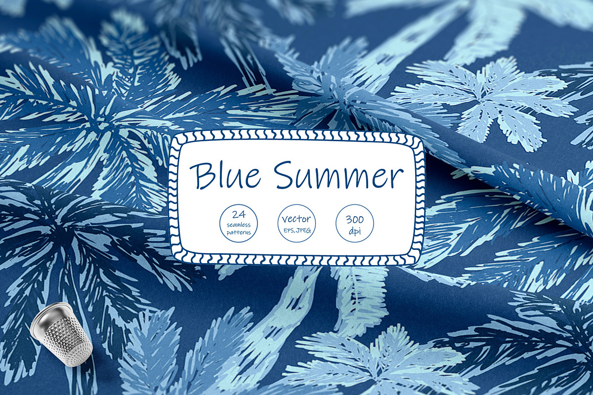 Blue tropical summer beach patterns, a Pattern Graphic by Tani Kuzminka (Photo 3 of 22)
