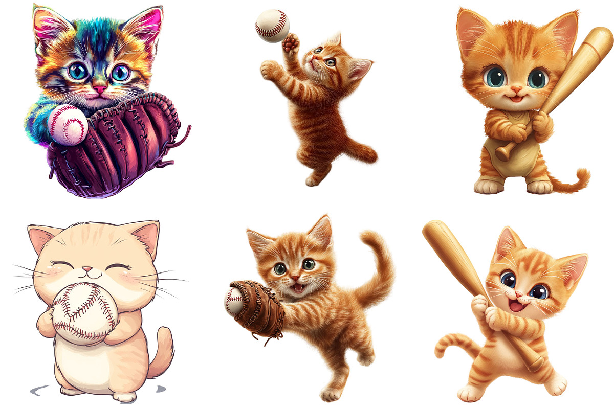 Cat Baseball Clipart, an Illustration by Designking (Photo 2 of 5)