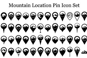 Mountain Location Pin Icon Set, a Graphic by hafijul