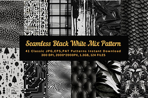 41 seamless black white mix pattern, a Pattern Graphic by ARTOZEN DIGITAL