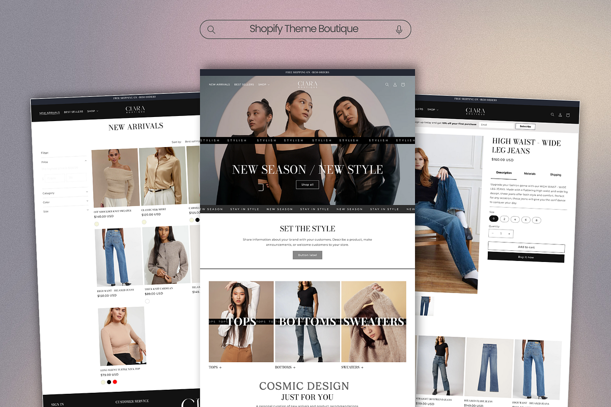 Ciara Shopify Boutique Theme Website, a Shopify Template by Cosmic Design (Photo 2 of 9)