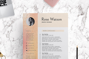 Sweet Watercolor Resume Template/G