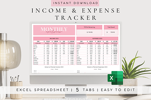 Excel Income & Expense Tracker, a Templates & Theme by BRANDcontent