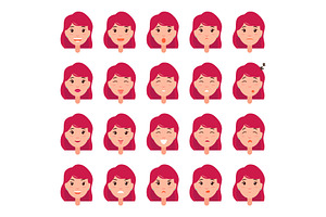 Woman Emotions Vector Emoji Of Girl Good Bad Mood