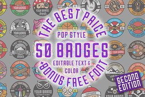 50 Pop Badges Vol.2 Custom Font