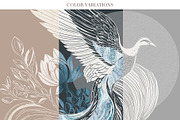 Hand Drawn Digital Wallpaper Phoenix, a Wallpaper Graphic by Nature.Of.Kate (Thumbnail 3 of 11)