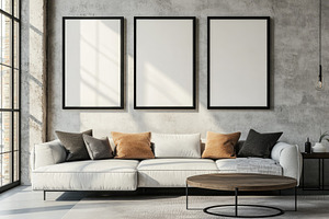 Living Room, Empty Frames, Mockup, a Photo by Virgo Studio