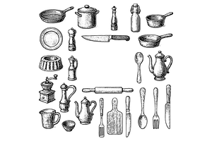 Kitchen Utensil Illustration Set, an Object Graphic by nikagraphic