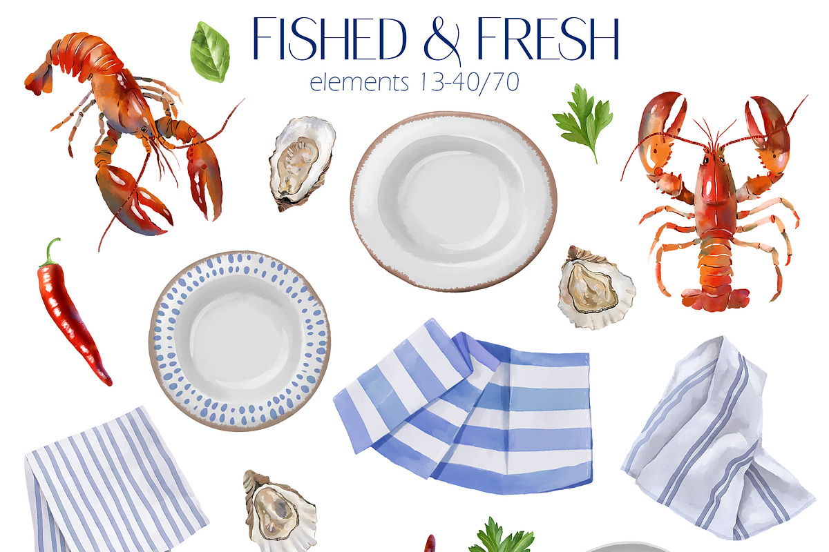 Fished & Fresh Seafood poster maker, a Food Illustration by Elena Dorosh (Photo 7 of 18)