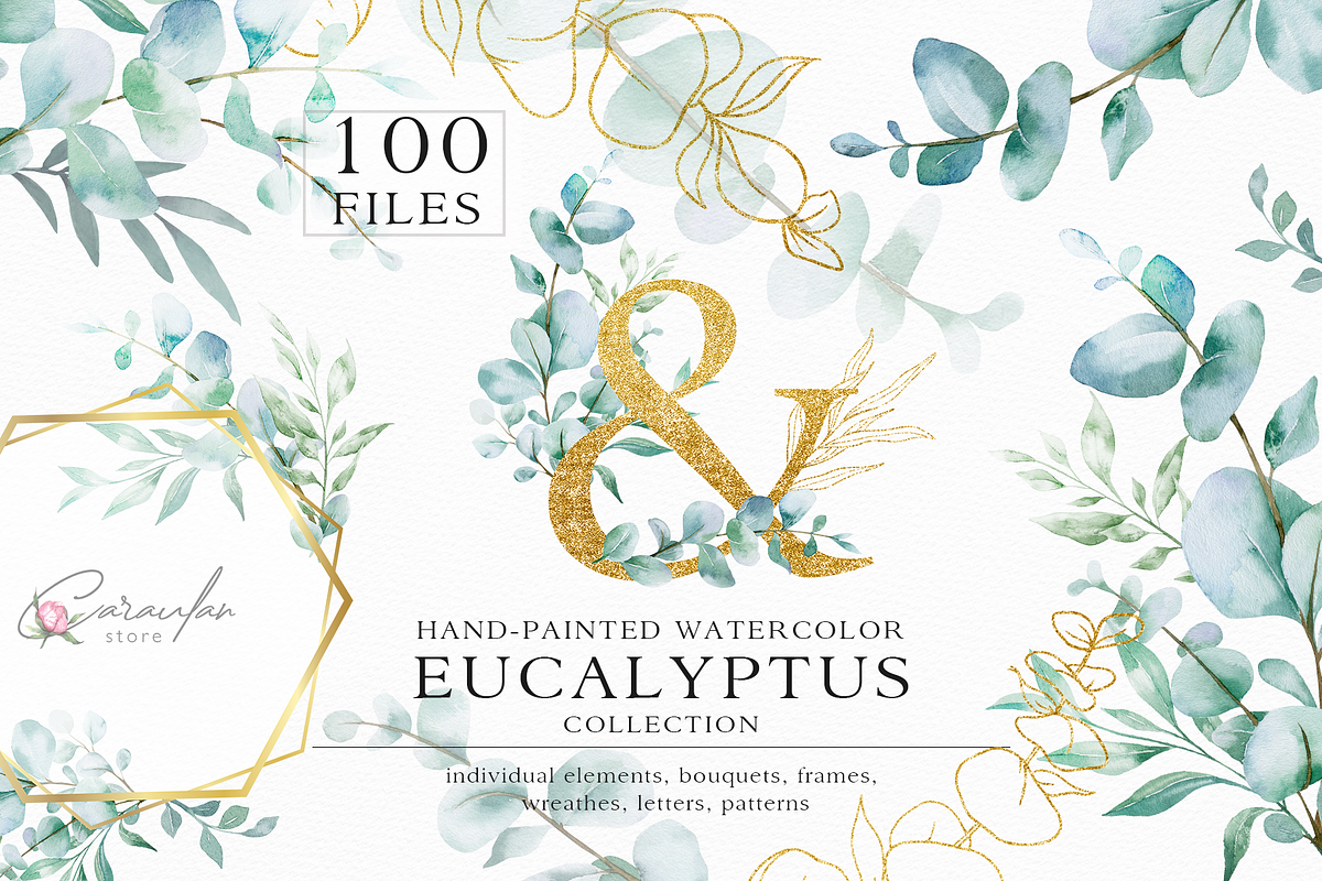 EUCALYPTUS WATERCOLOR COLLECTION, an Illustration by CaraulanStore (Photo 1 of 11)