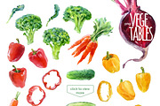 Fruits and vegetables. Watercolor, an Illustration by ognivo (Thumbnail 3 of 4)