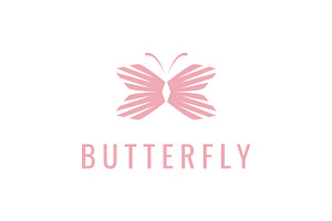 Pink Shape Feminine Butterfly Logo