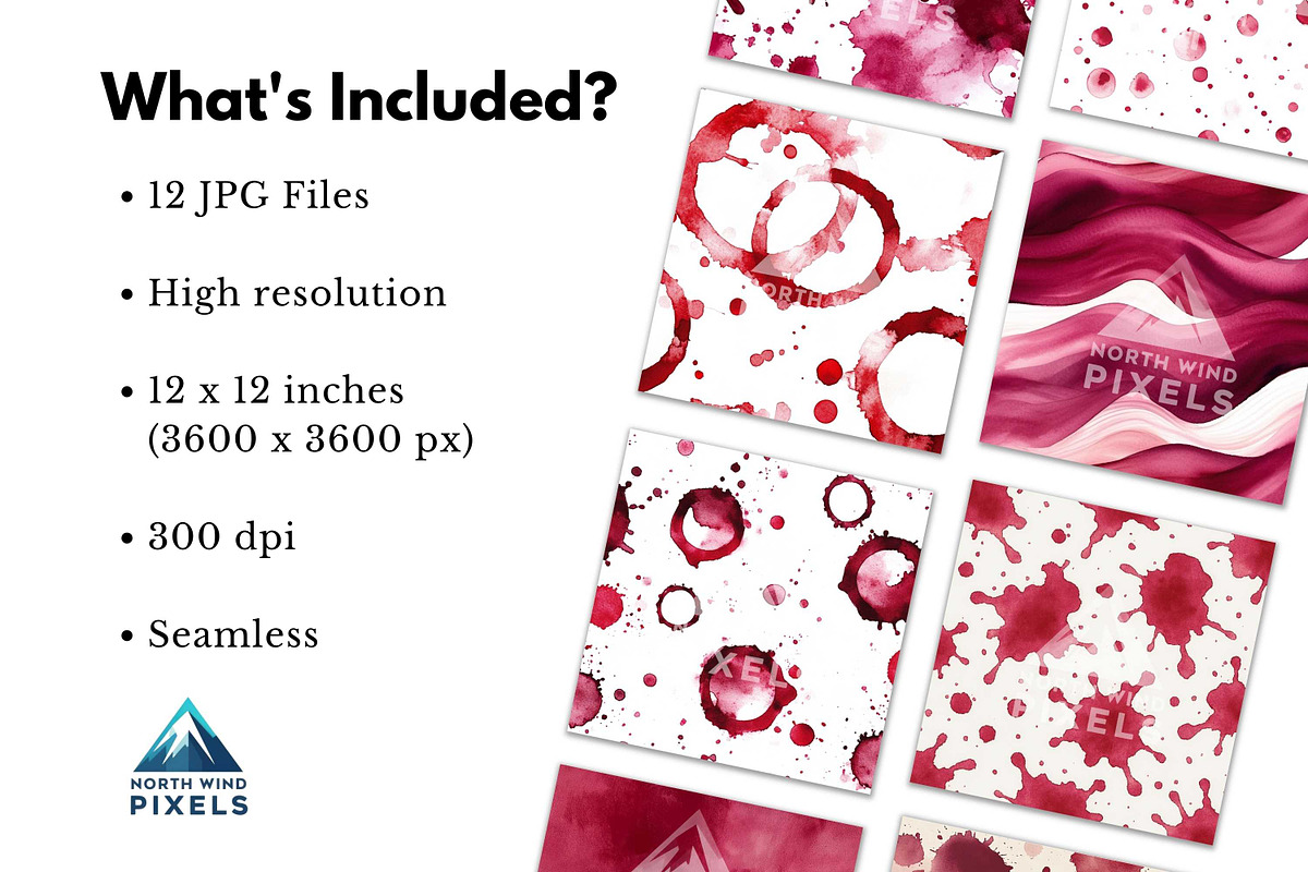 12 Red Wine Stains Digital Papers, a Background Graphic by NorthWindPixels (Photo 3 of 4)