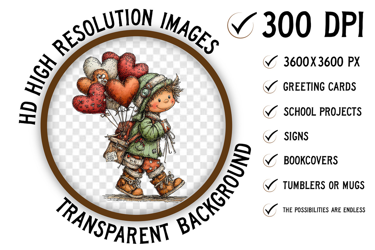 Quirky Valentine Boy Clipart, an Illustration by Craft Nest (Photo 2 of 9)