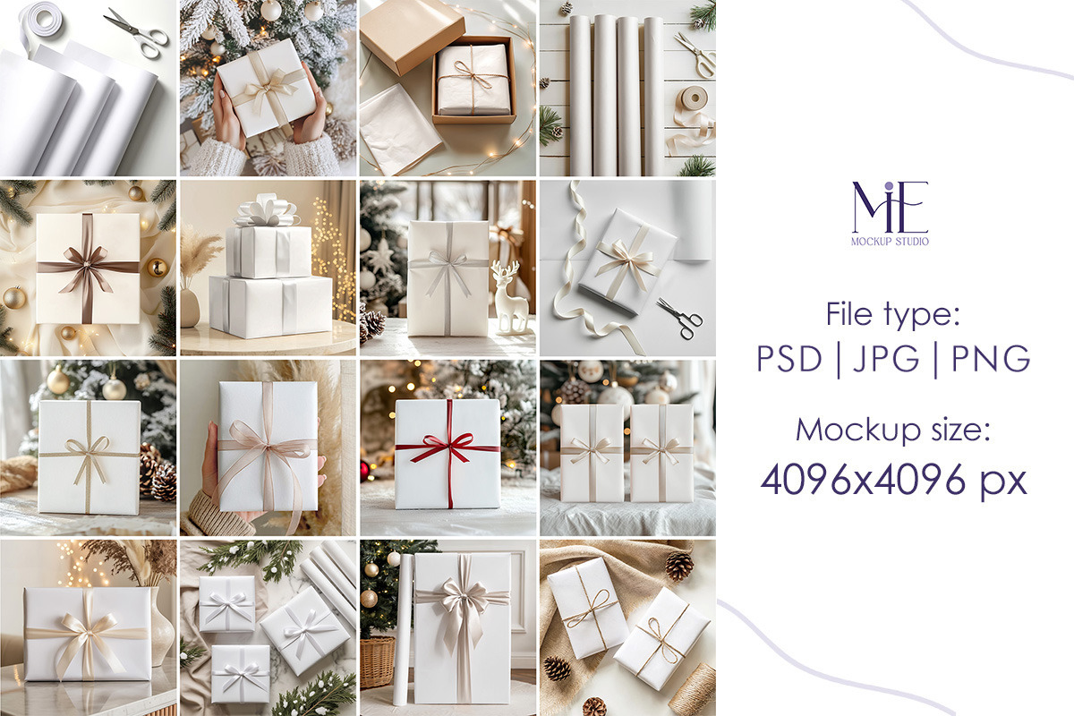 Xmas Wrapping Paper Mockup Bundle, a Packaging Mockup by Mie Mockup Studio (Photo 2 of 7)
