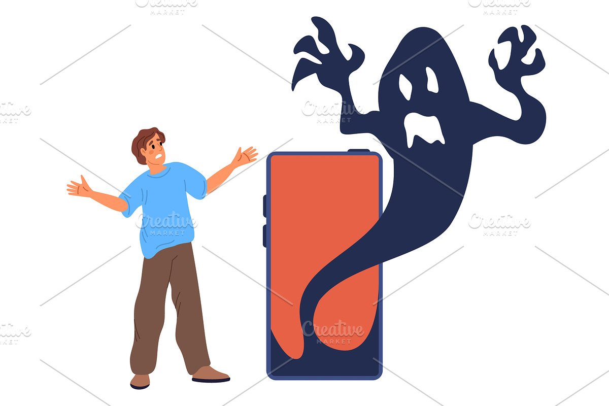 Young man with frightened expression, a Technology Illustration by Vectorbuum