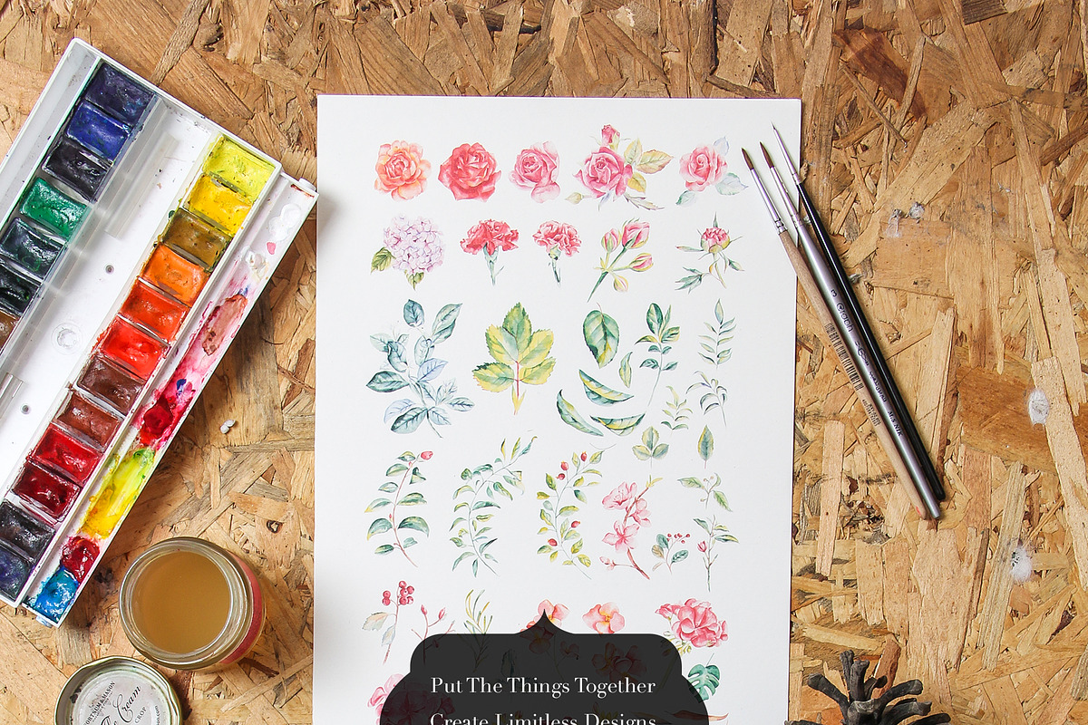 Watercolor Flowers Pack Vol 1, an Illustration by emine (Photo 2 of 7)