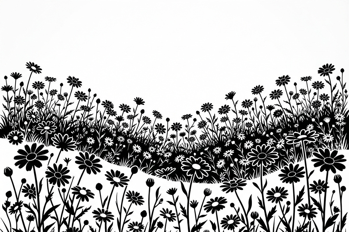 60 Daisy Flower Field Silhouette, a Seasonal Illustration by Amazin_art (Photo 12 of 35)