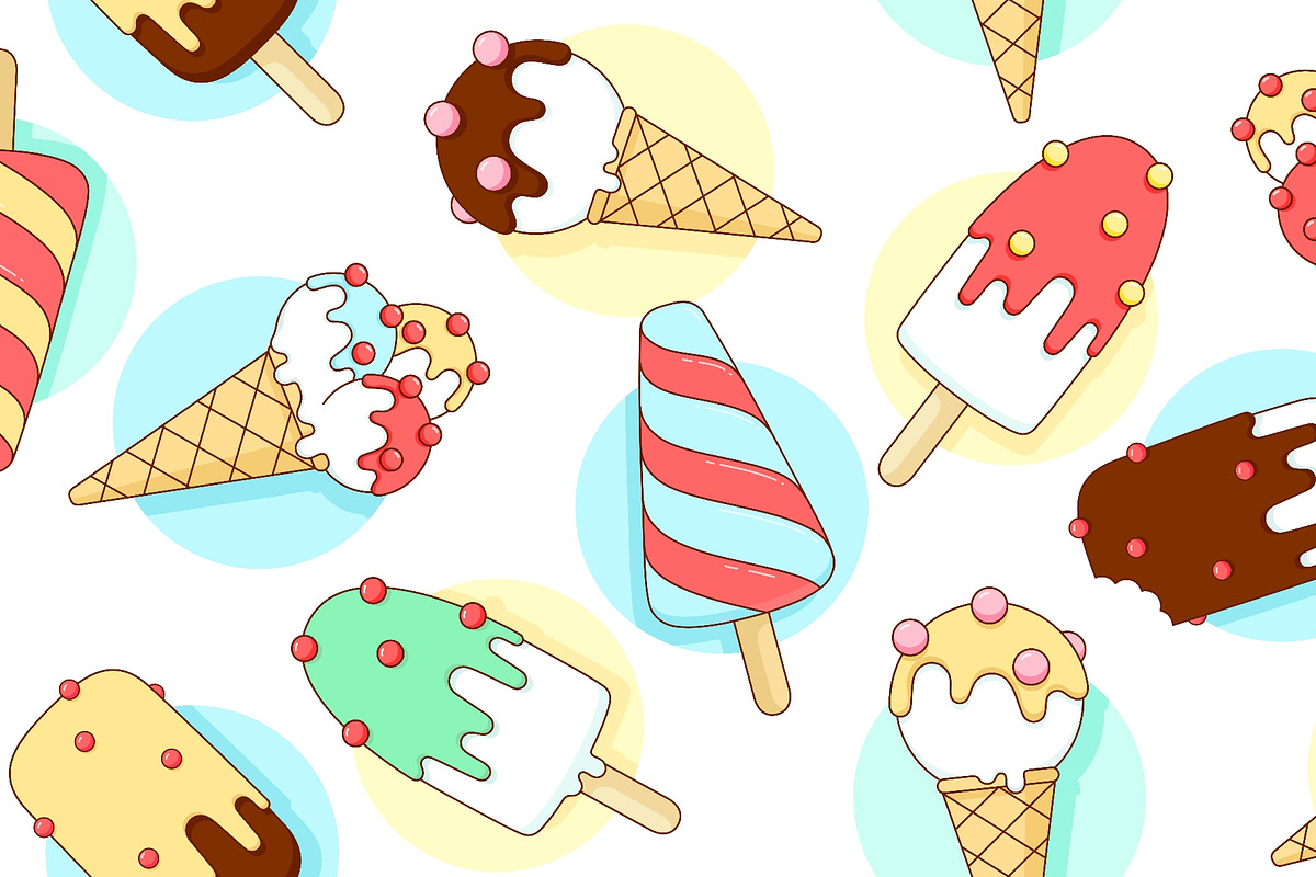Ice cream scoop, seamless pattern, a Food Illustration by Foxys Graphic (Photo 2 of 3)