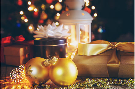 Christmas background with gifts, a Holiday Photo by yanadjana