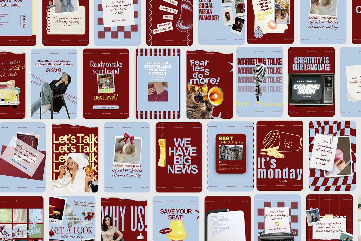 Burgundy Light Blue Viral Instagram, a Social Media Template by CreativeTempHub (Photo 1 of 8)