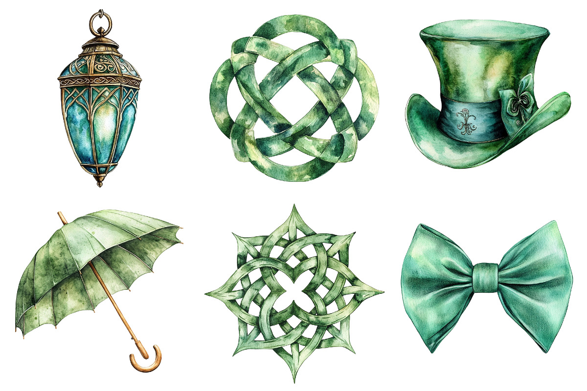 Watercolor St. Patrick's Day Clipart, a Seasonal Illustration by CitraGraphics (Photo 6 of 6)