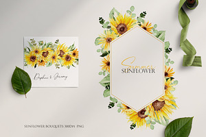 Watercolor Flower - Summer Sunflower