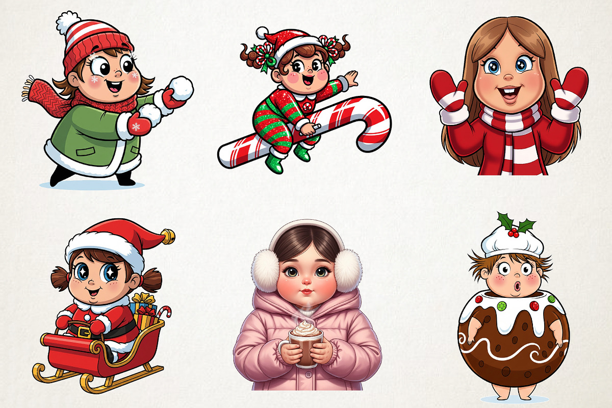 Cute Holiday Girls Funny Christmas, an Illustration by RobertsArt (Photo 6 of 7)
