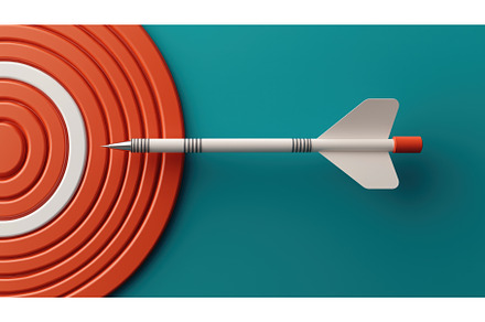 Arrow hitting the bullseye of a red, a Finance Illustration by Sergey Kotenev