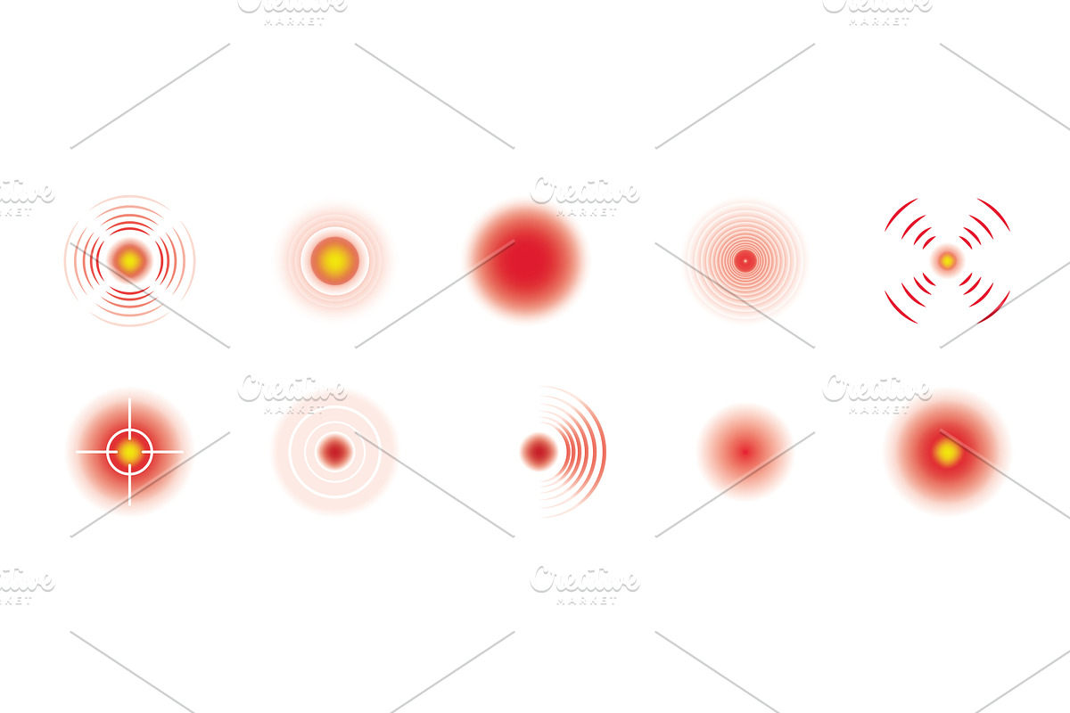 Red circles of pain or ache, an Object Illustration by Vector Creator