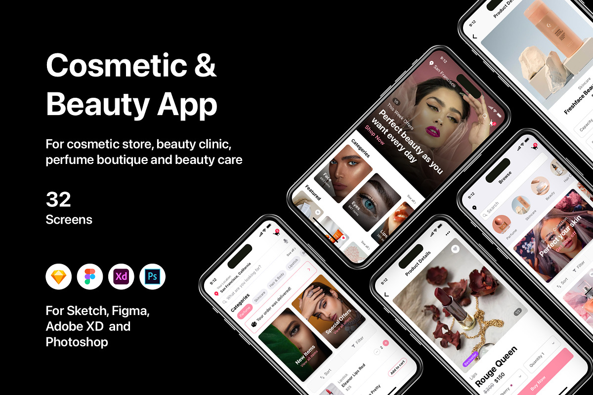 Cosmetic & Beauty App, an UI Kit Template by flr.24 (Photo 1 of 2)