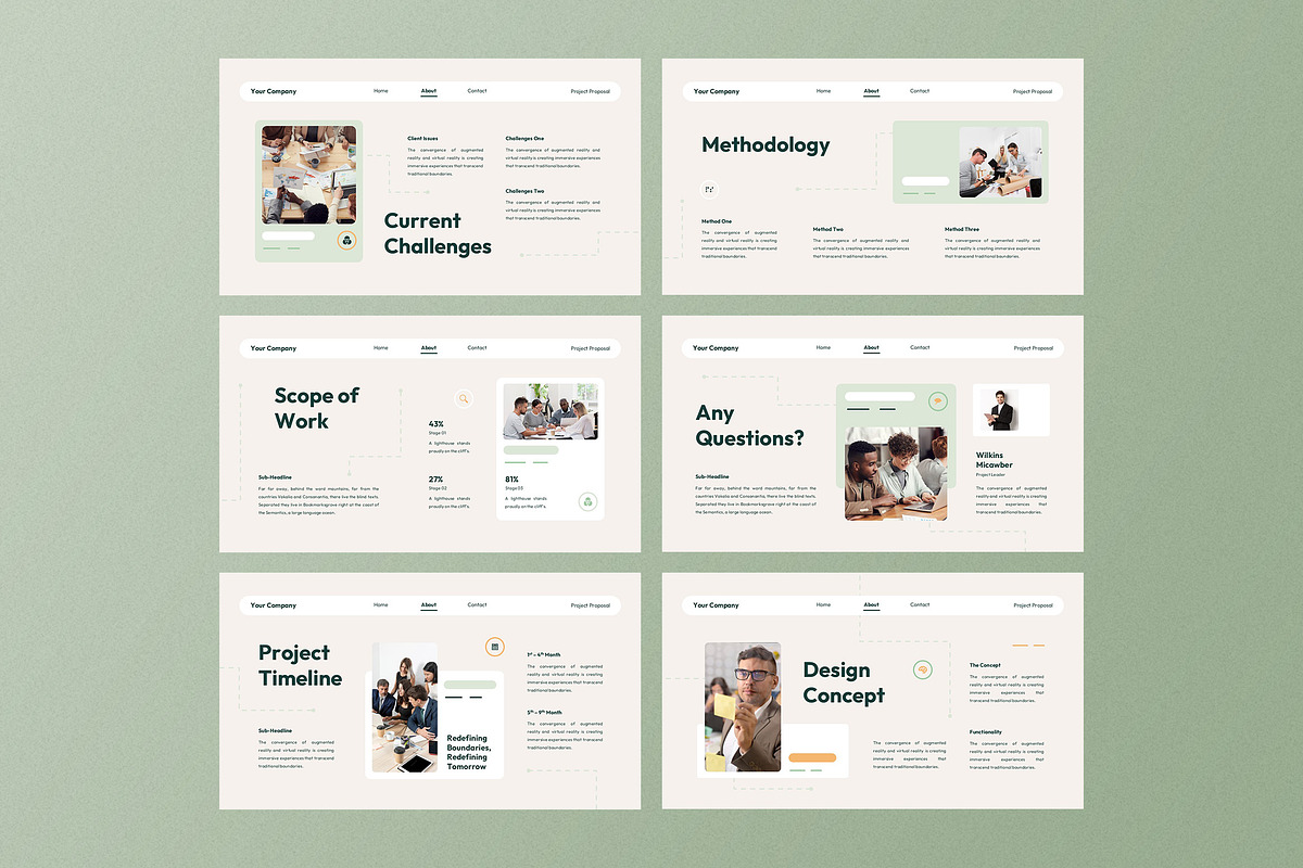 Cream Green Project Proposal PPT, a Presentation Template by Aiyari Graphic (Photo 3 of 5)