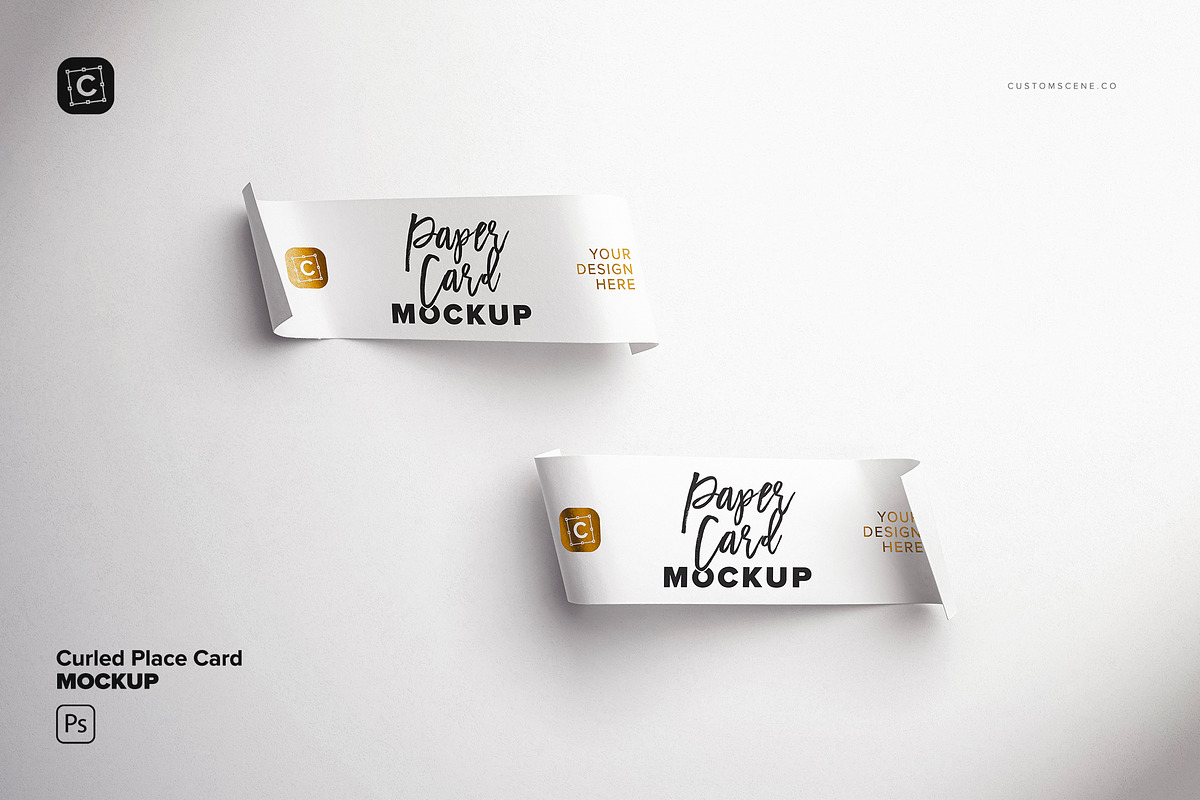 Curled Place Card Mockup, a Mockup by Custom Scene (Photo 2 of 9)