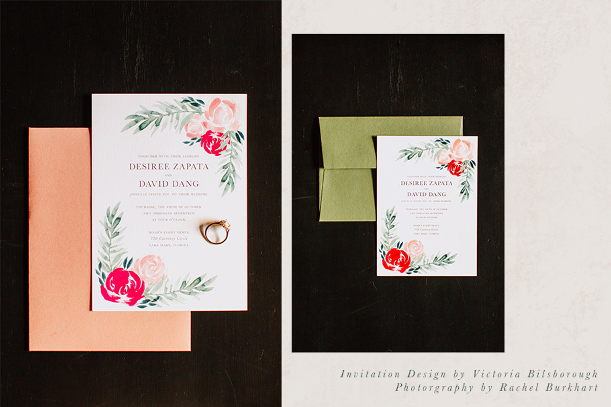 Romantic Florals 5x7 Invitation, an Invitation Template by Victoria Bilsborough (Photo 3 of 3)