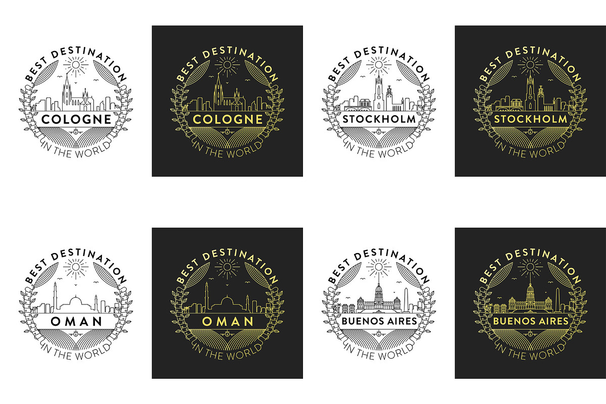 44 Linear City Badges, an Outline Icon by Kursat Unsal (Photo 23 of 25)