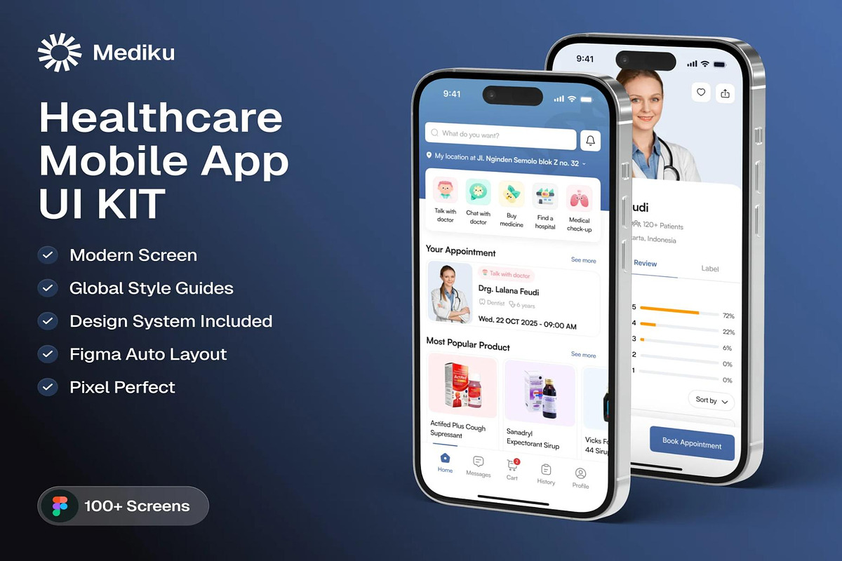 Healthcare Mobile App UI Kit, an UI Kit Template by Creative Perspective (Photo 1 of 8)