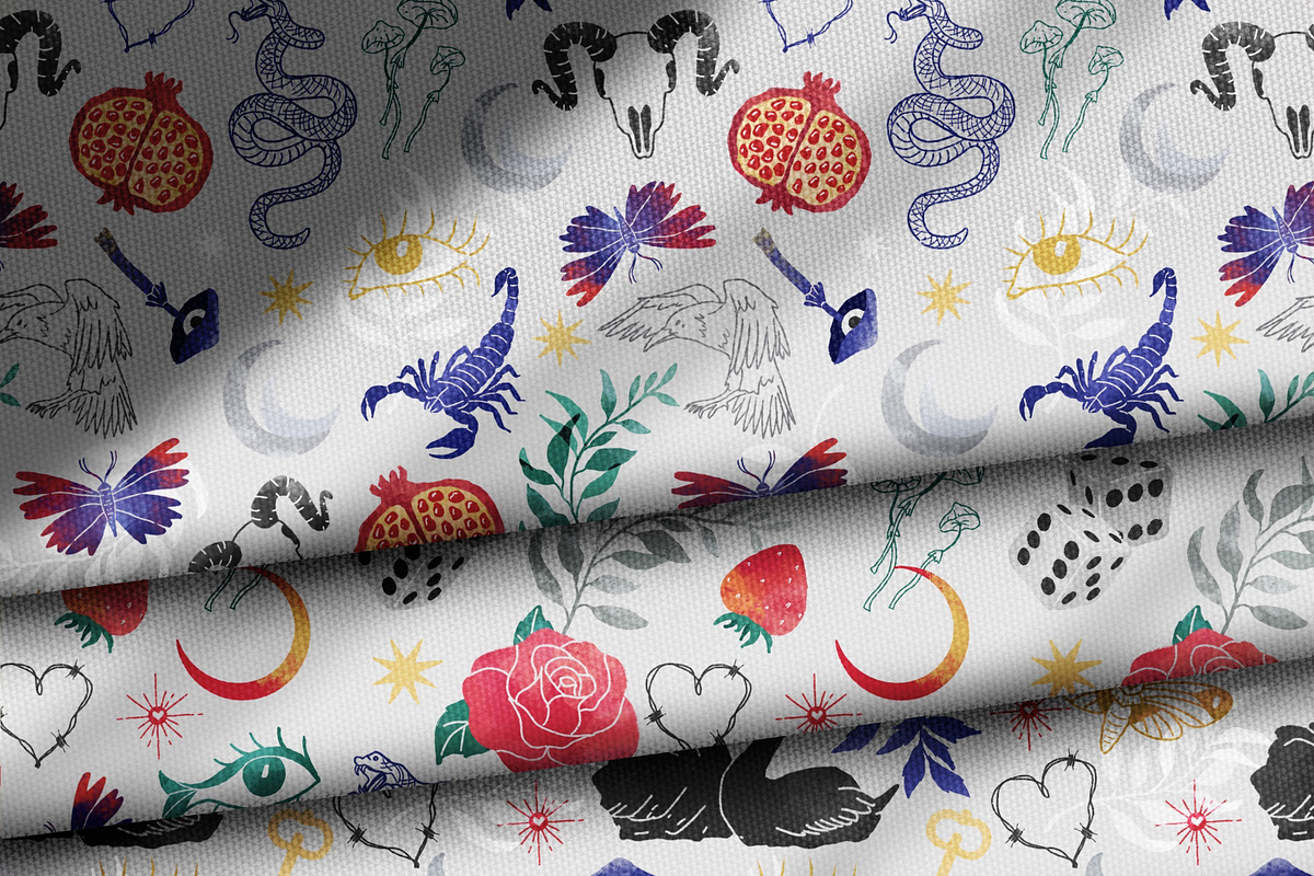 8 seamless esoteric patterns, a Decorative Illustration by SvetaDraws (Photo 3 of 11)