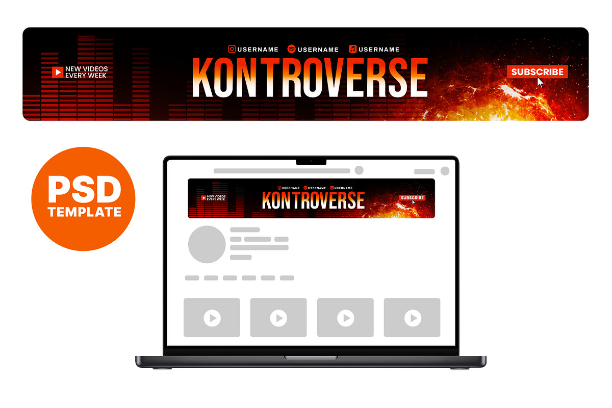 Music Artist YouTube Banner Template, a Social Media Template by Vaughn Studios (Photo 1 of 5)